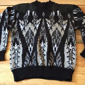 Vintage Cosby sweater leather accents sz m…